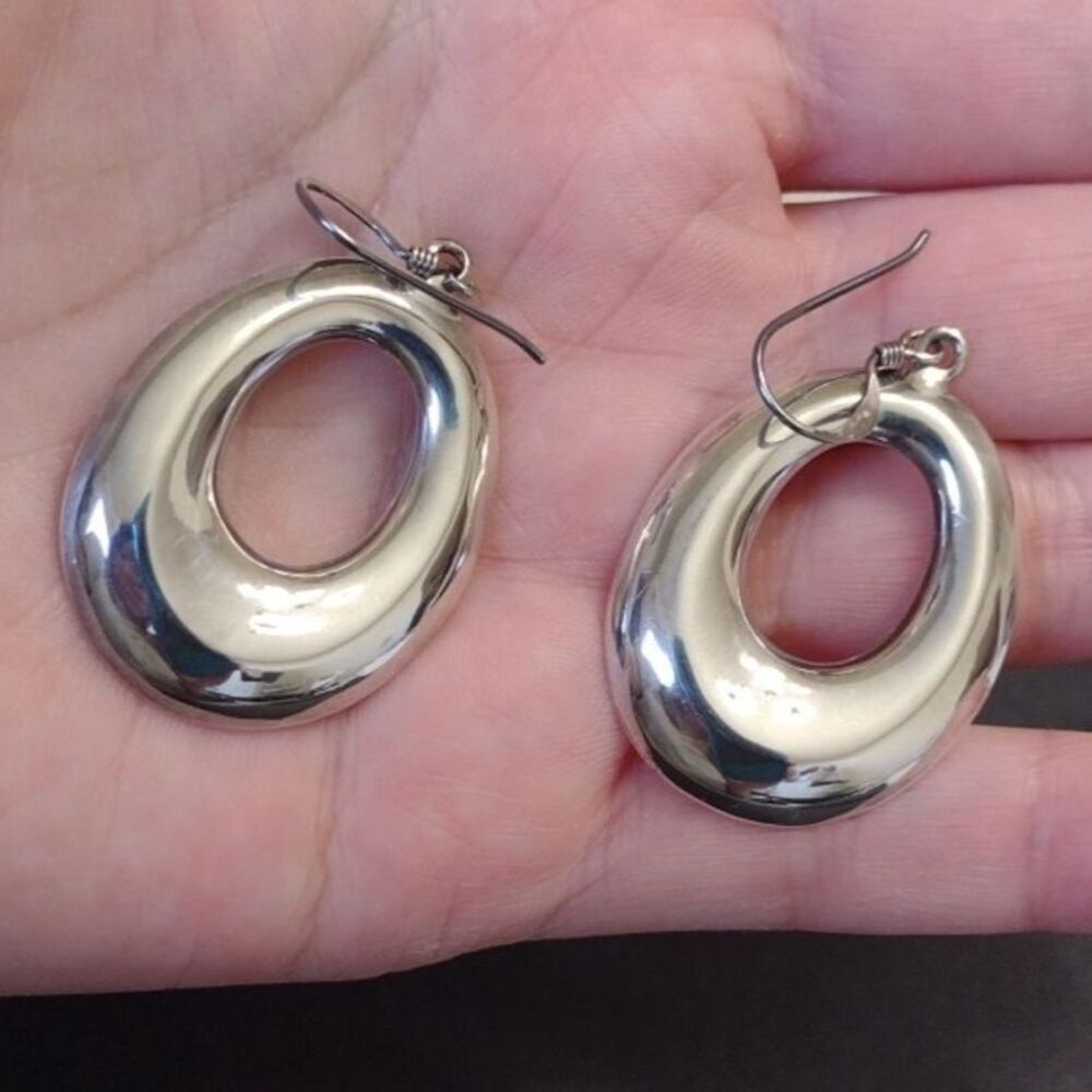 Sterling silver open oval earrings